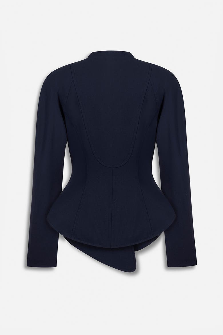 Double Breasted Stand Collar Jacket, Alternate, color, Navy