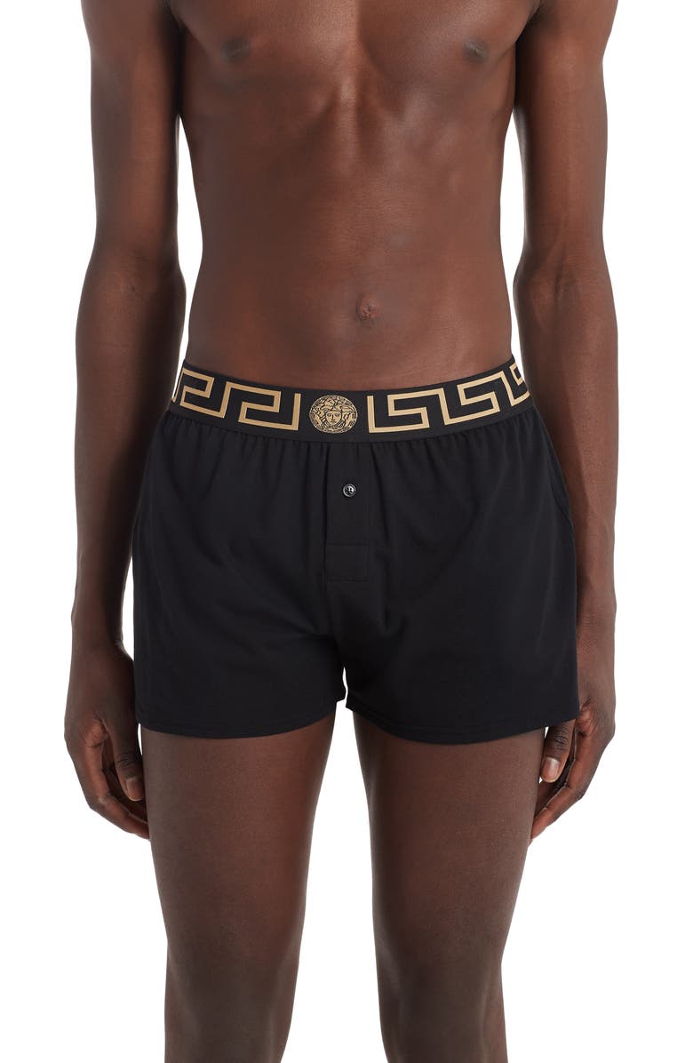 Versace Greca Border Boxers, Main, color, Black