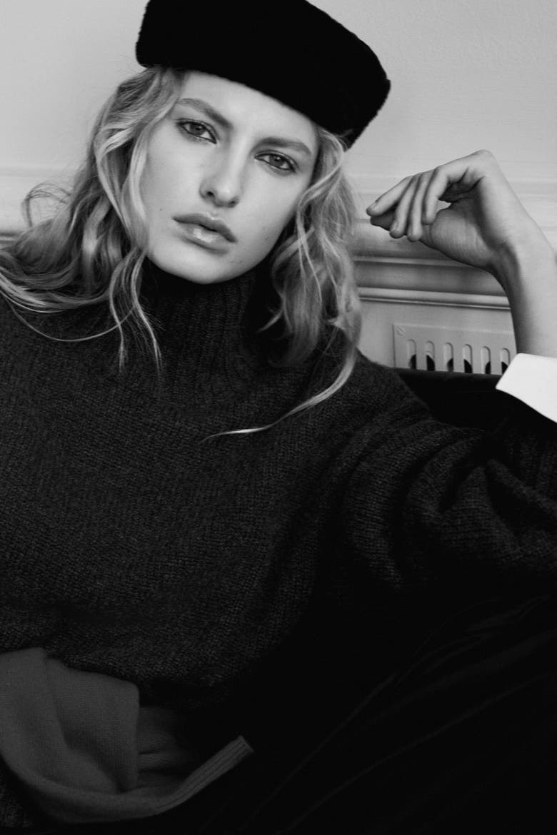 Shearling Pillbox Hat, Alternate, color, BLACK