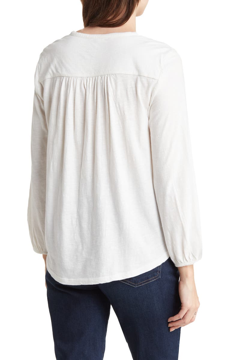 Lucky Brand Tonal Embroidered Yoke Top, Alternate, color,
