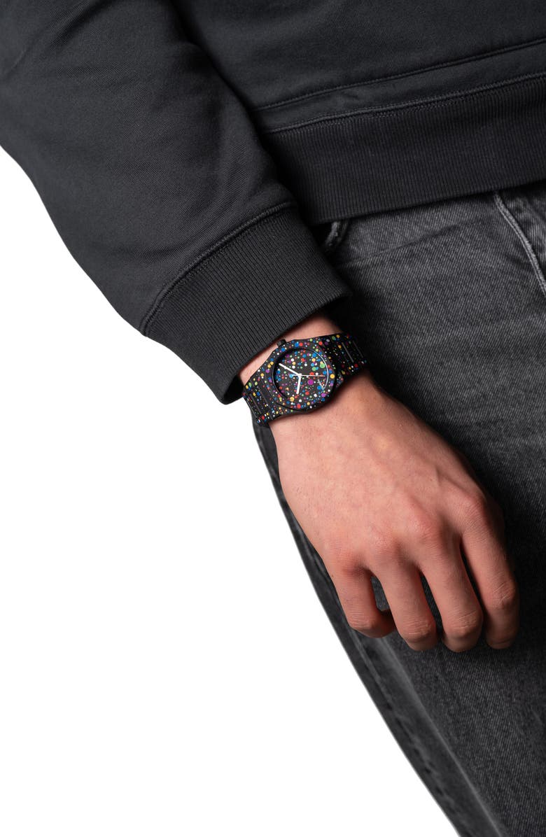 D1 Milano Dot 01 Polycarbon Bracelet Watch, 37mm, Alternate, color, Black