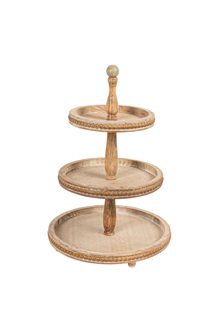 Round 3-Tier Decorative Wood Tray, Main, color, Brown