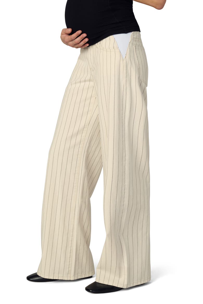 The Lou Lou Stripe Low Rise Wide Leg Maternity Jeans, Alternate, color, NATURAL STRIPE