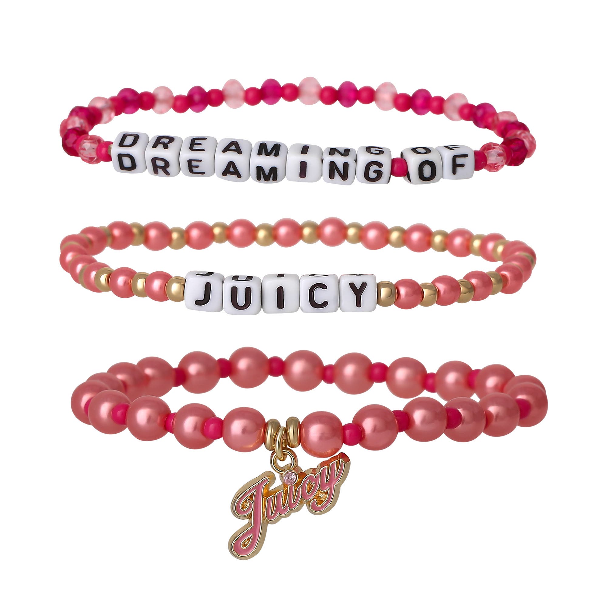 selected pink, white, gold