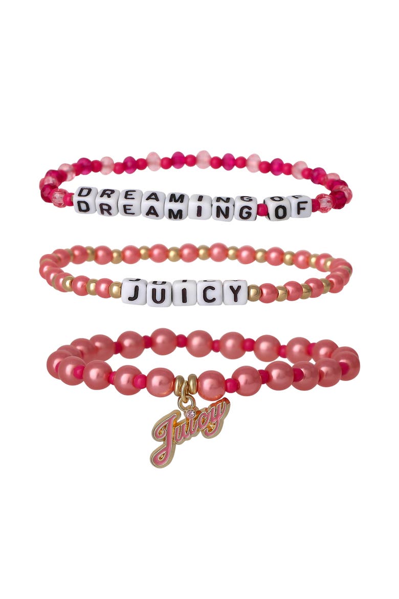 Beaded Bracelet Set, Main, color, pink, white, gold