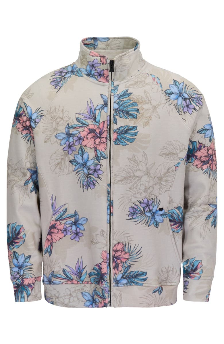 Lords of Harlech Exotic Floral Mens Printed Zip Jacket, Main, color, Exotic Floral Neutral