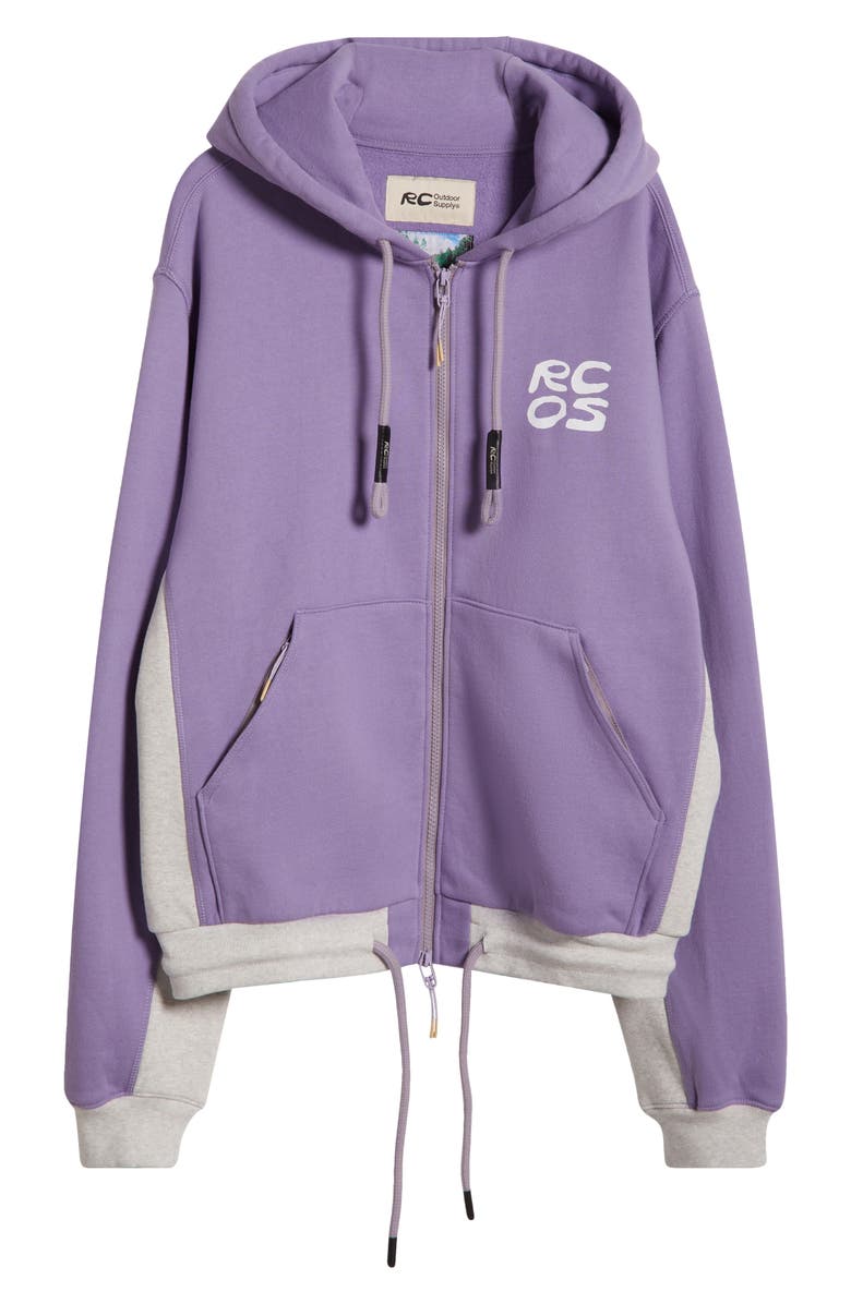 RC Outdoor Supply Stack Logo Graphic Zip-Up Hoodie, Alternate, color, Lavender