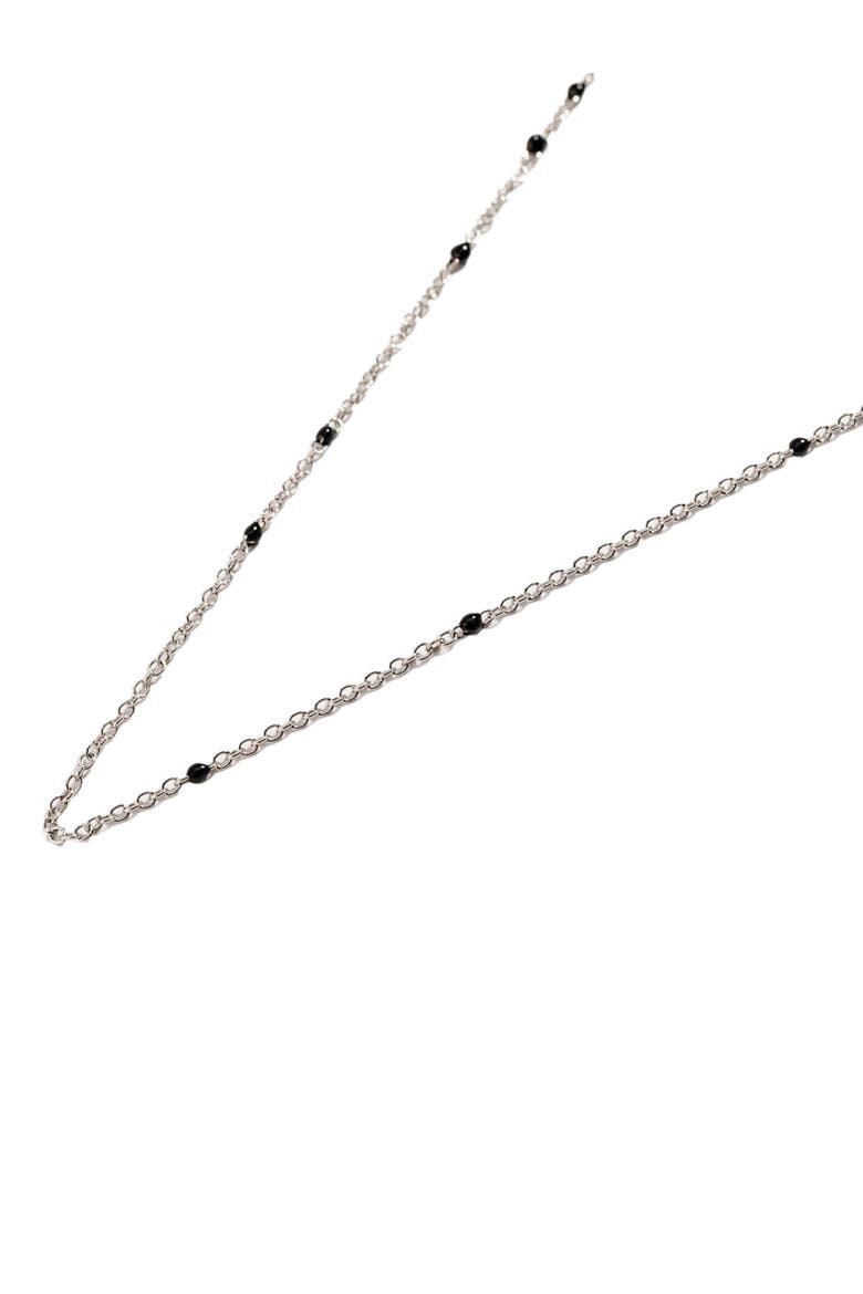 Dainty Black Onyx Beaded Link Necklace, Alternate, color, Silver