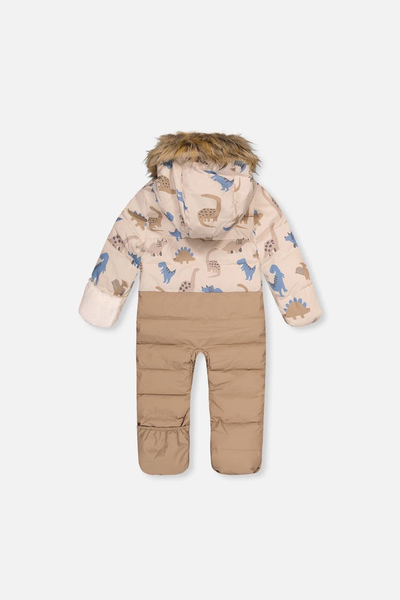 Dinosaur Snug Car Seat Fleece Neckwarmer One Piece Snowsuit, Alternate, color, Blue Dinosaur Print