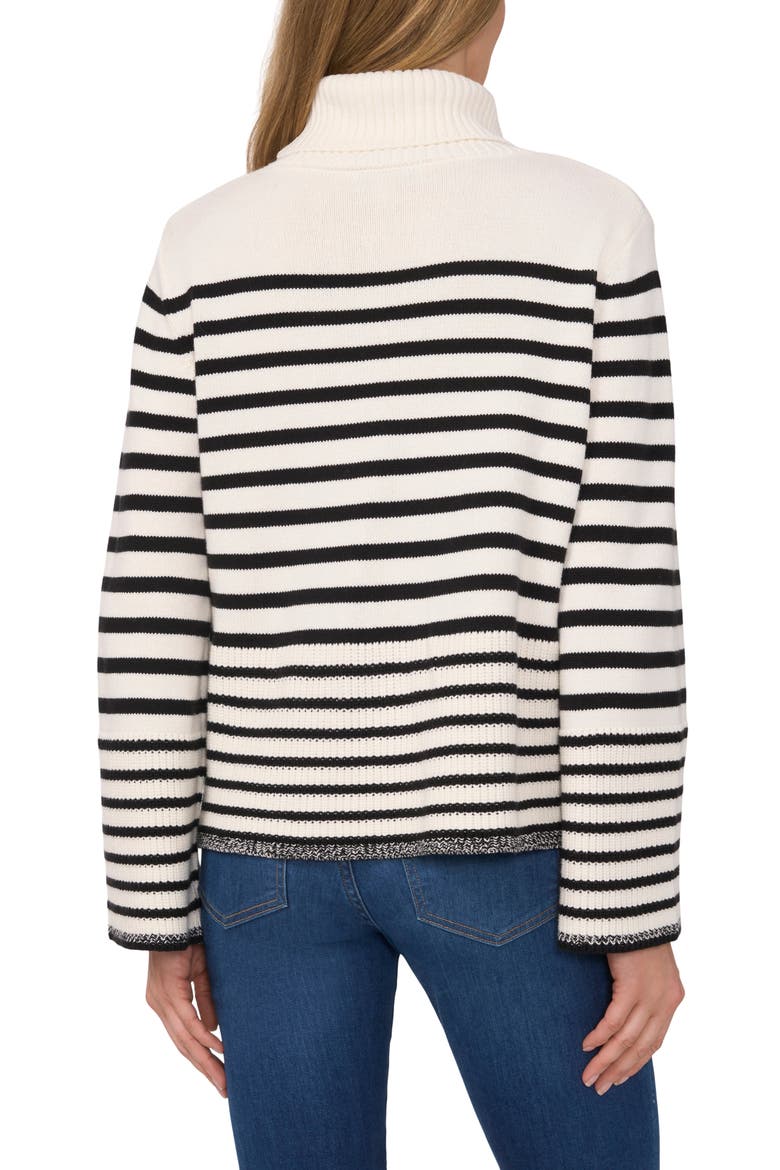 Stripe Turtleneck Sweater, Alternate, color, ANTIQUE WHITE