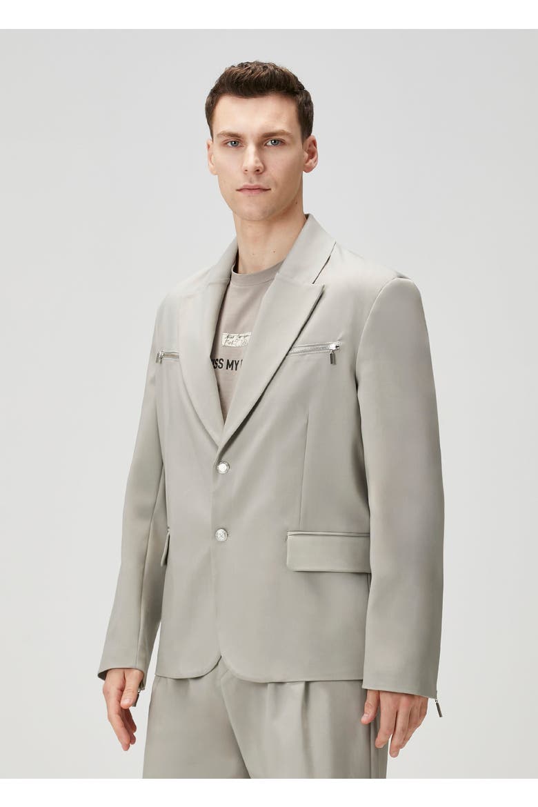 Cotton Zip Detail Woven Blazer, Alternate, color, beige