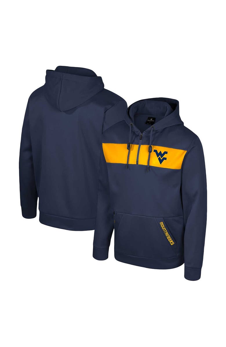COLOSSEUM Men's Colosseum  Navy West Virginia Mountaineers Quarter-Zip Hoodie, Main, color, Navy