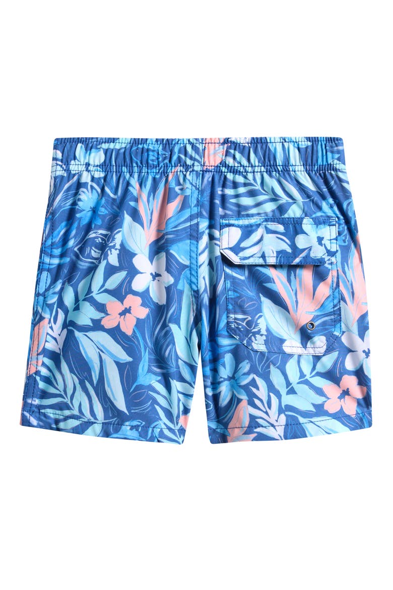 Kids' Print Stretch Volley Swim Trunks, Alternate, color, BLUE