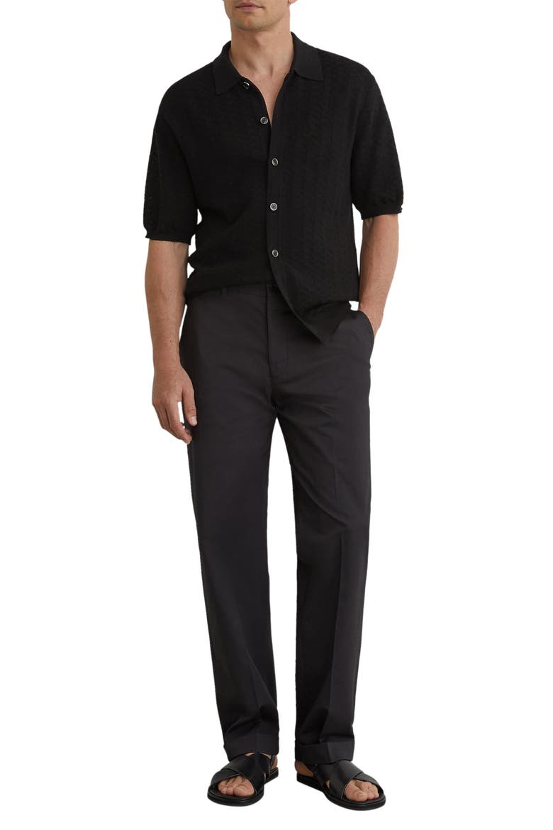 Phoenix Chevron Knit Button-Up Shirt, Alternate, color, BLACK
