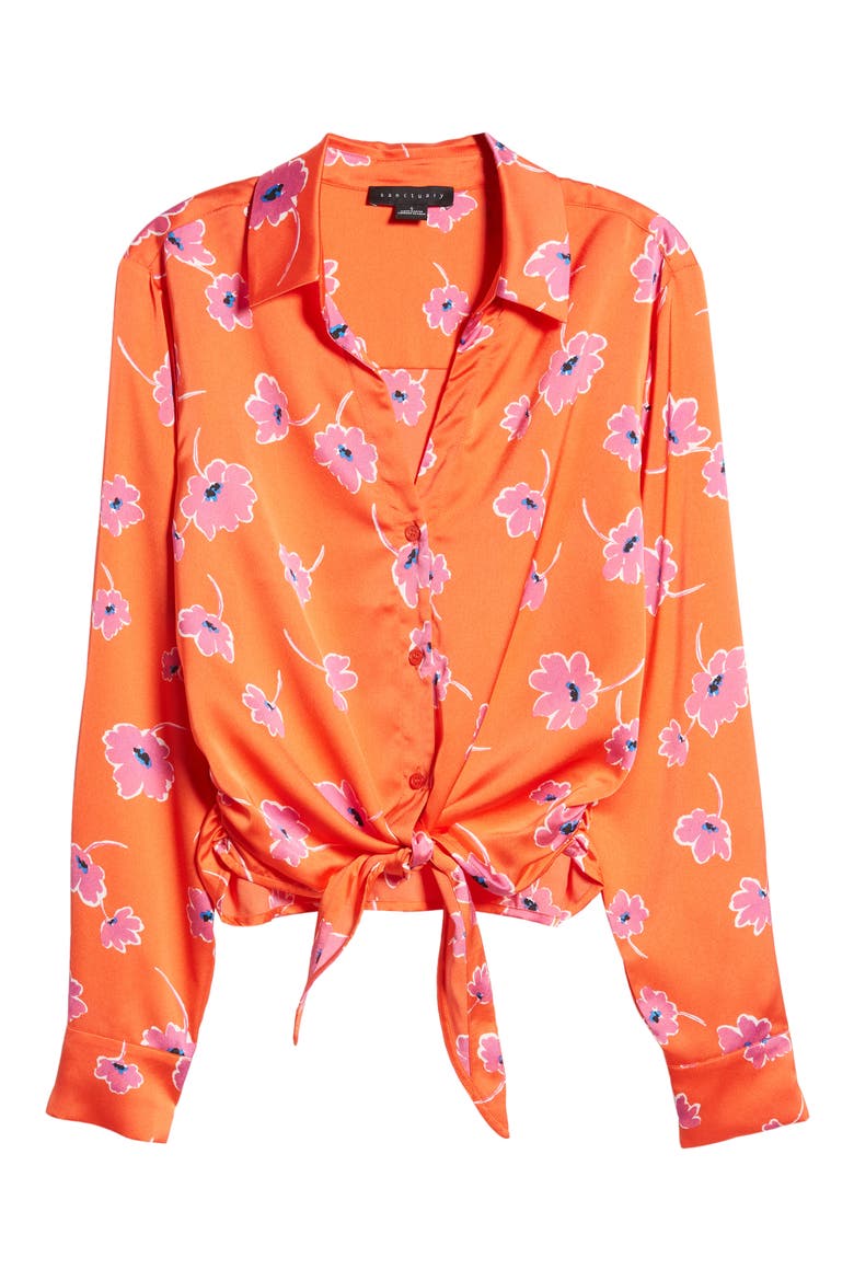 Lover Tie Front Shirt, Alternate, color, FORGET ME