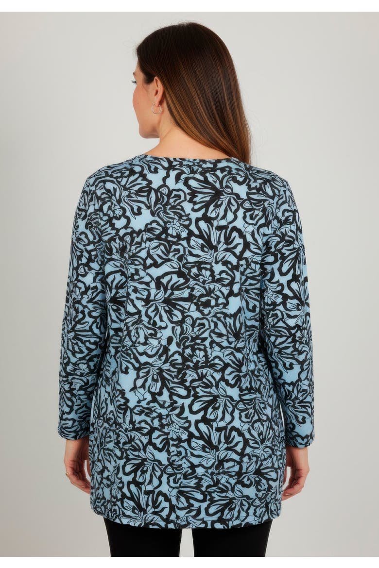 Stretch Knit Swing Tunic, Alternate, color, AZURE MIST STENCIL