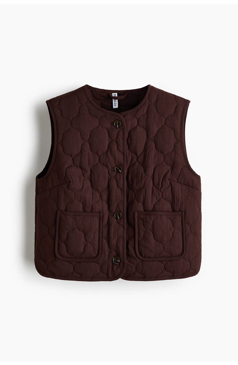 H&M Quilted Gilet, Main, color, Dark Brown