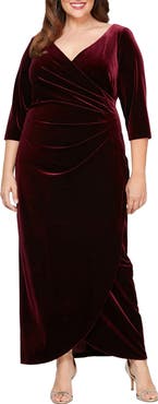 Alex Evenings Surplice Neck Velvet Dress