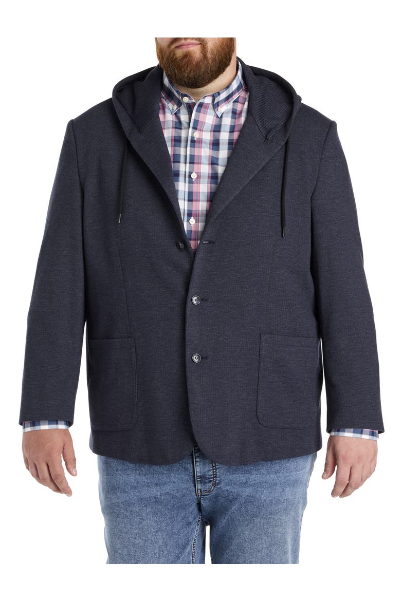 Big & Tall Hooded Sport Coat, Alternate, color, NAVY