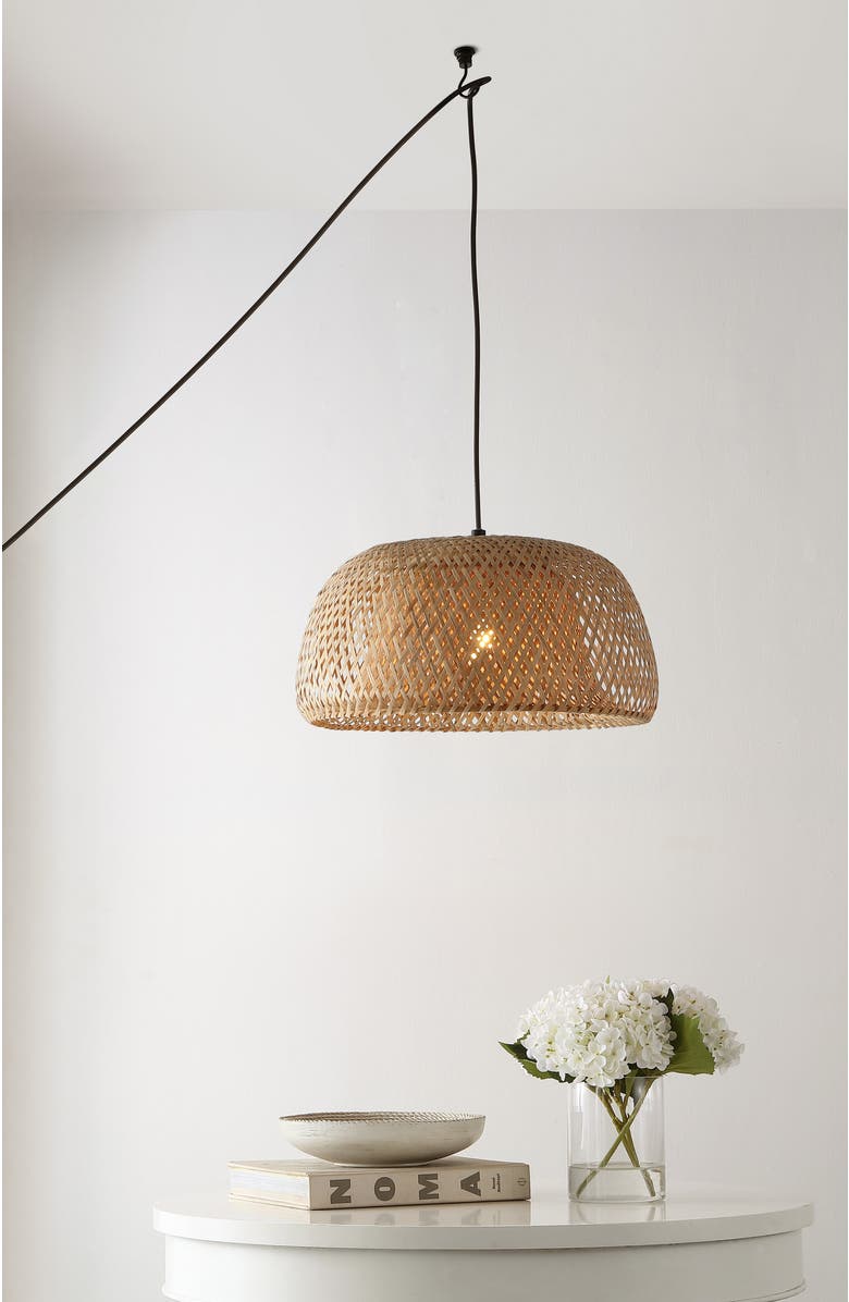 JONATHAN Y Mateo 1-Light Farmhouse Coastal 180" Cord Plug-In or Hardwired LED Pendant, Alternate, color,