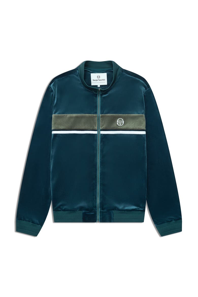 Forato Velour Track Jacket, Alternate, color, MEDITERRANEA