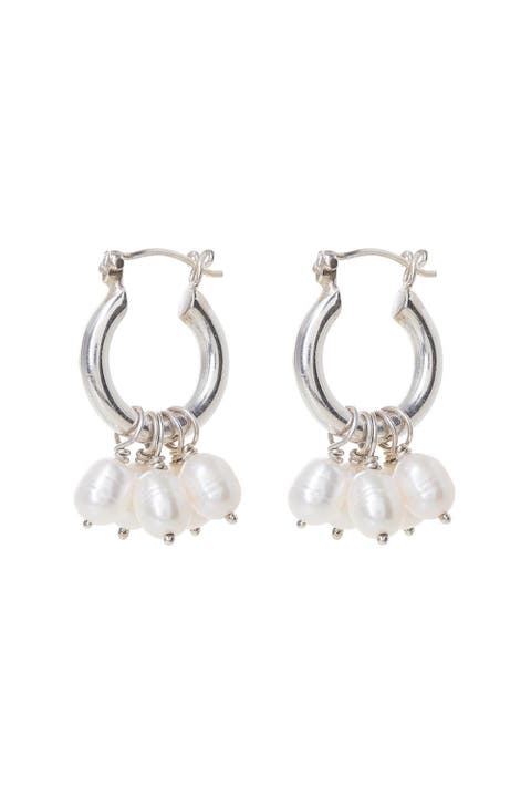 Silver Mini Hoops with Detachable Pearls