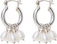 Freya Rose Silver Mini Hoops with Detachable Pearls