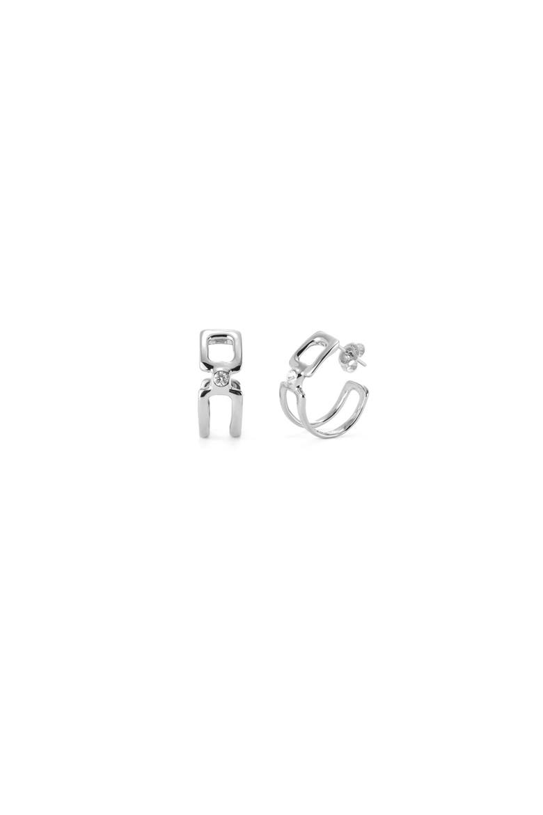 Double Hoop Topaz Earrings, Main, color, Silver