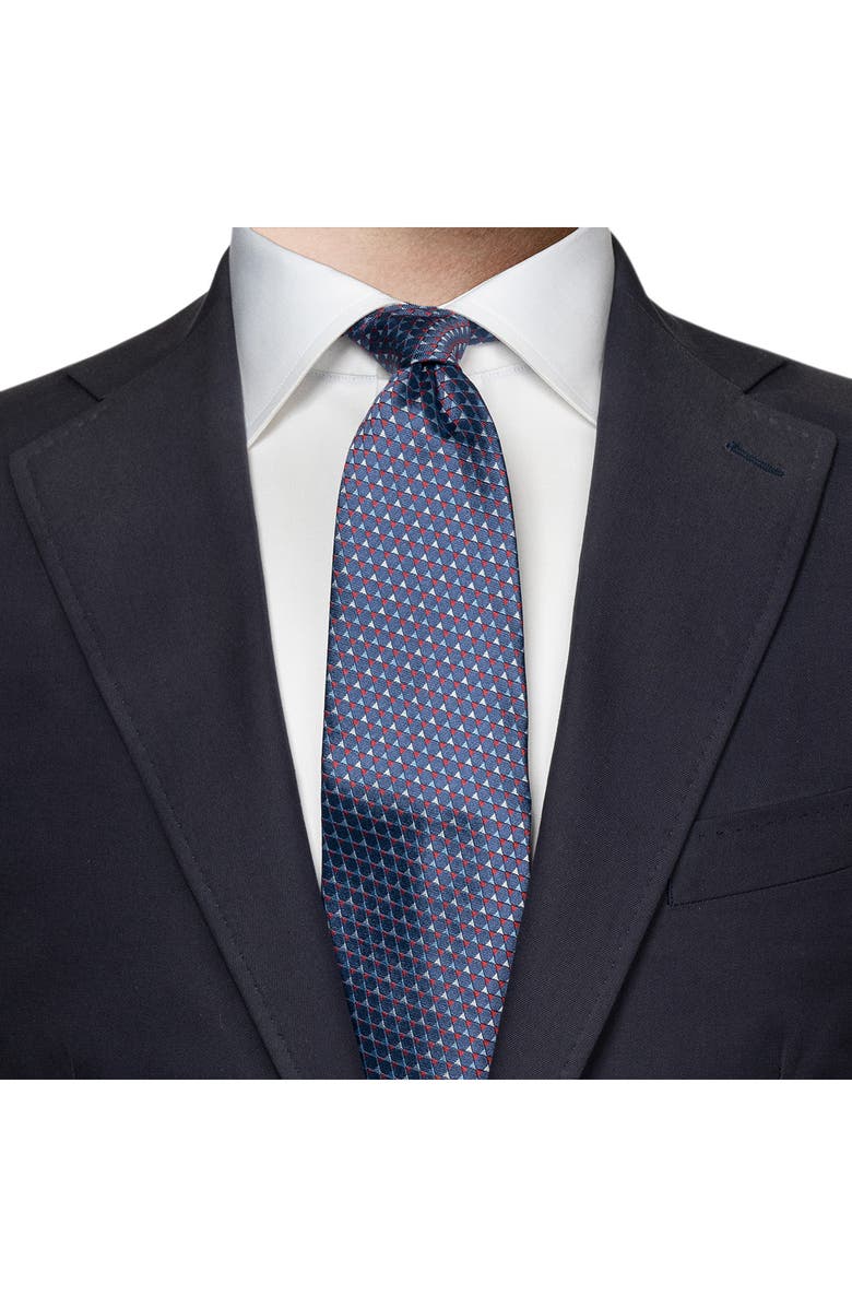 Eton Triangles Silk Tie, Alternate, color, Navy