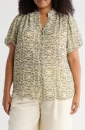 Adrianna Papell Short Sleeve Button-Up Top