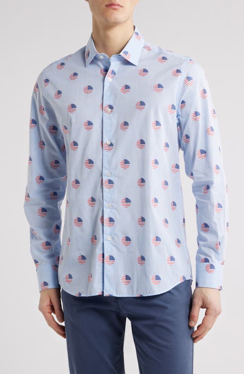 Scott Barber Flag Dot Jacquard Button-up Shirt In Blue