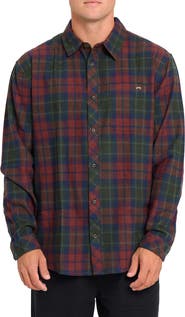 Billabong Coastline Plaid Cotton Flannel Button-Up Shirt