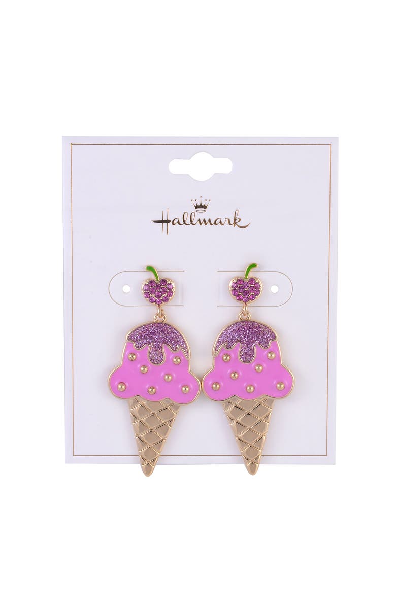 Hallmark Pink Ice Cream Cone Earrings, Alternate, color, Pink