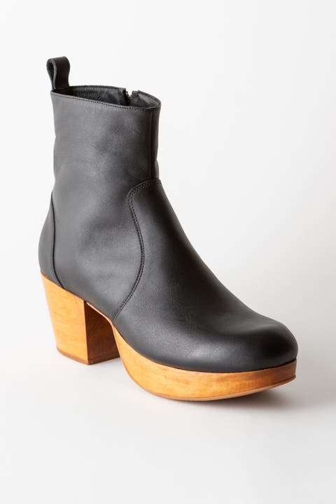 Charli Leather Platform Clog Boot