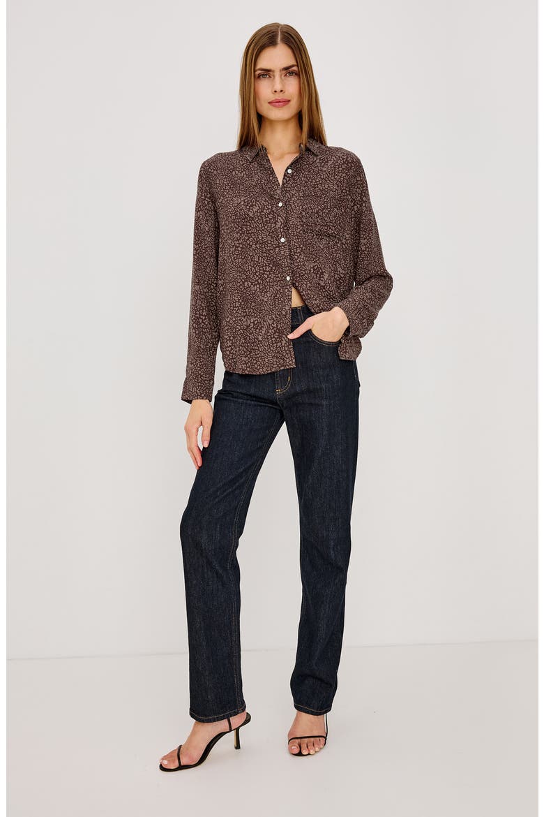 Josephine Button-Front Shirt, Alternate, color, COCOA MINI CHEETAH