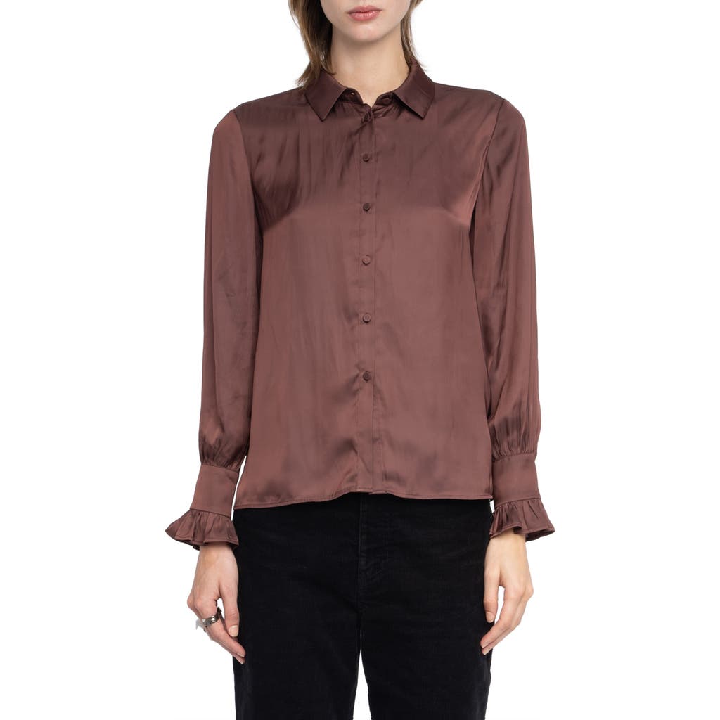 Zadig & Voltaire Thely Satin Blouse In Brown