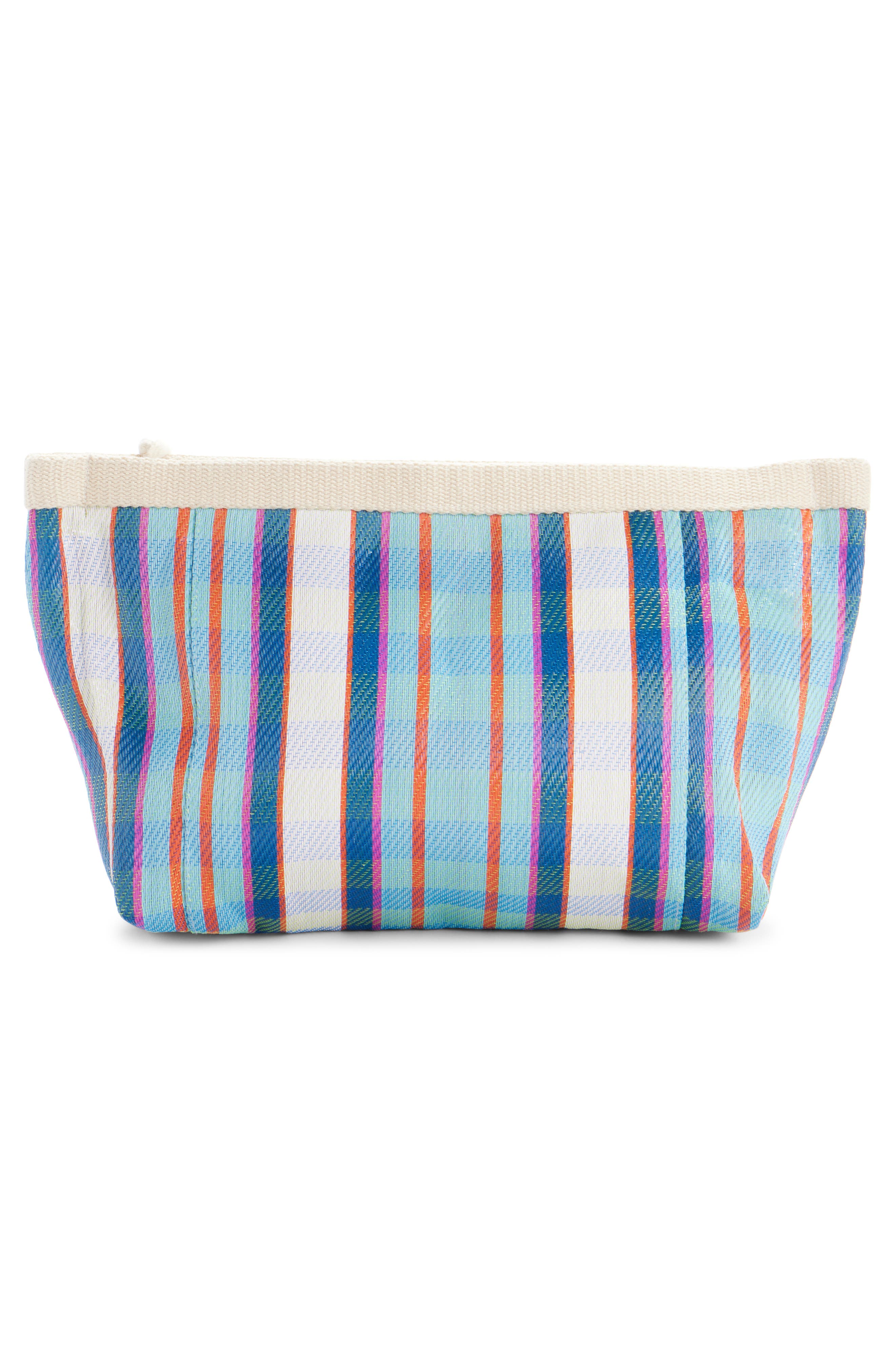 Isabel Marant Powden Stripe Nylon Pouch, Alternate, color, Turquoise/ Chalk