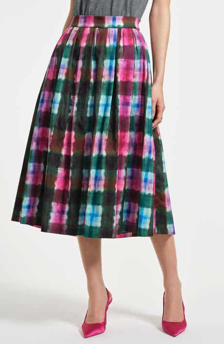Isaac Mizrahi New York Stretch Cotton Sateen Midi Skirt