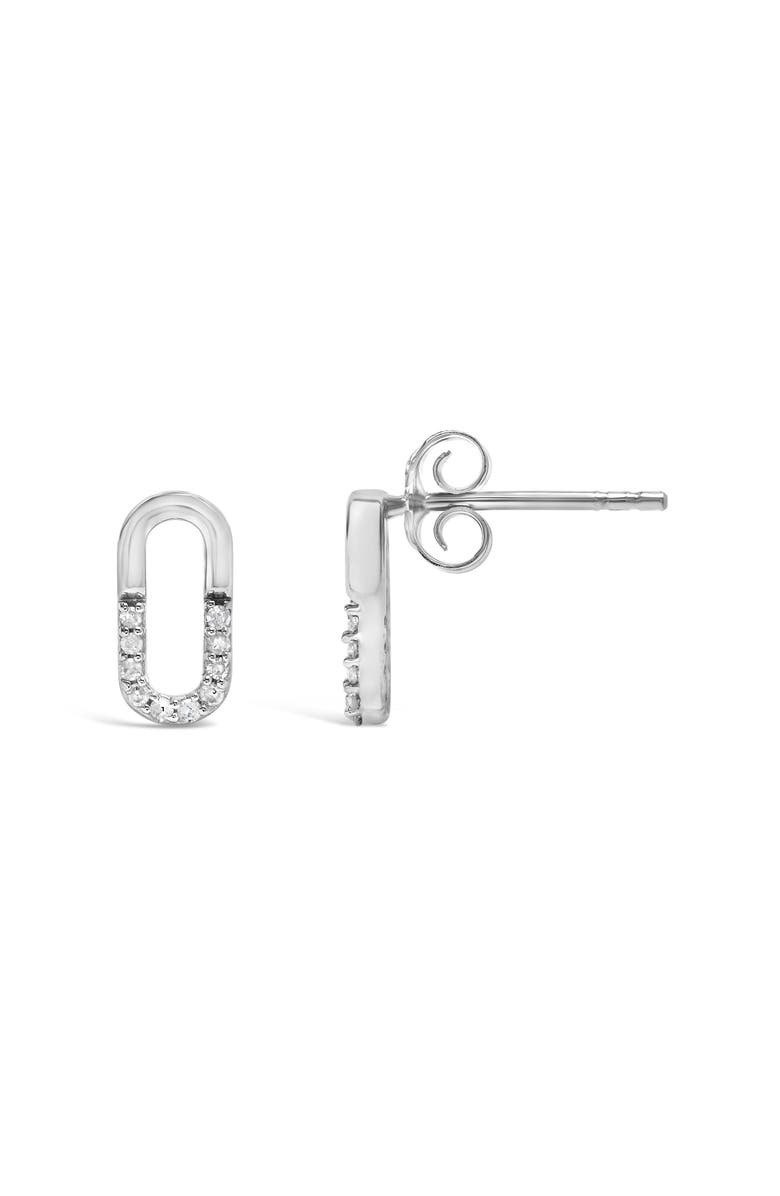 Haus of Brilliance Silver 1/10 Diamond Diamond Paperclip Stud Earrings, Alternate, color, White