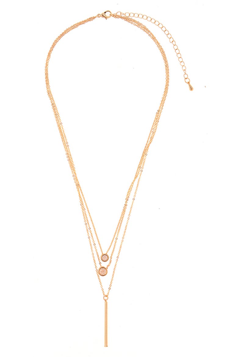 Three Row Pendant Necklace, Main, color, GOLD