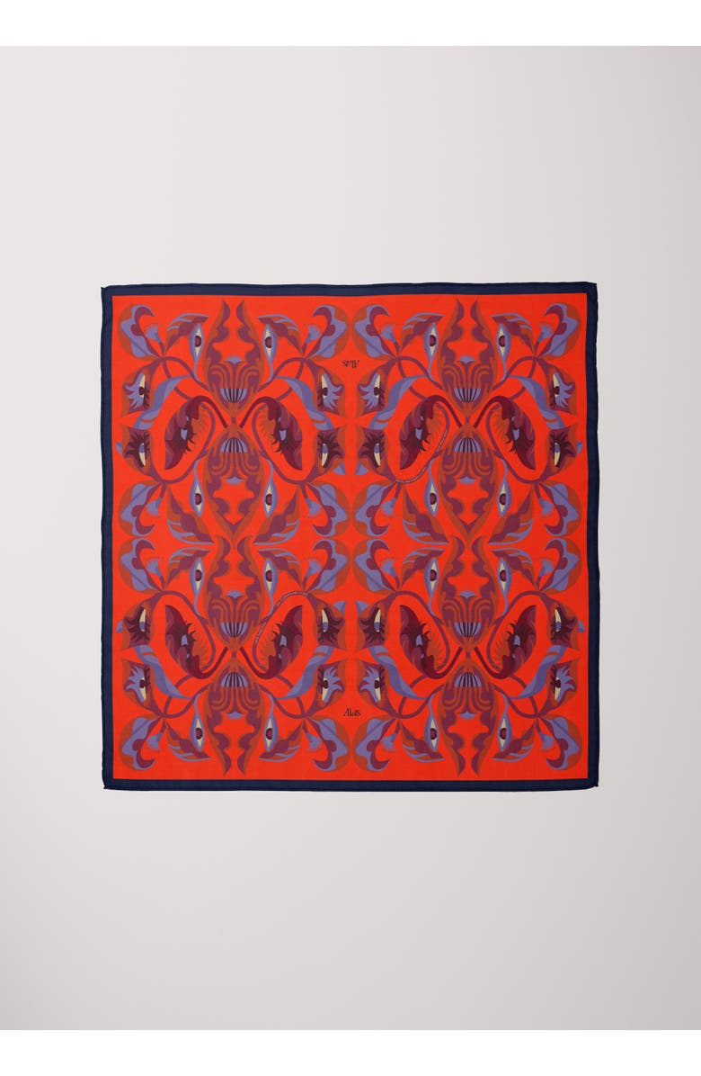 Alas Medium Pure Silk Patterned Scarf, Alternate, color, Print 'I Bloom You'
