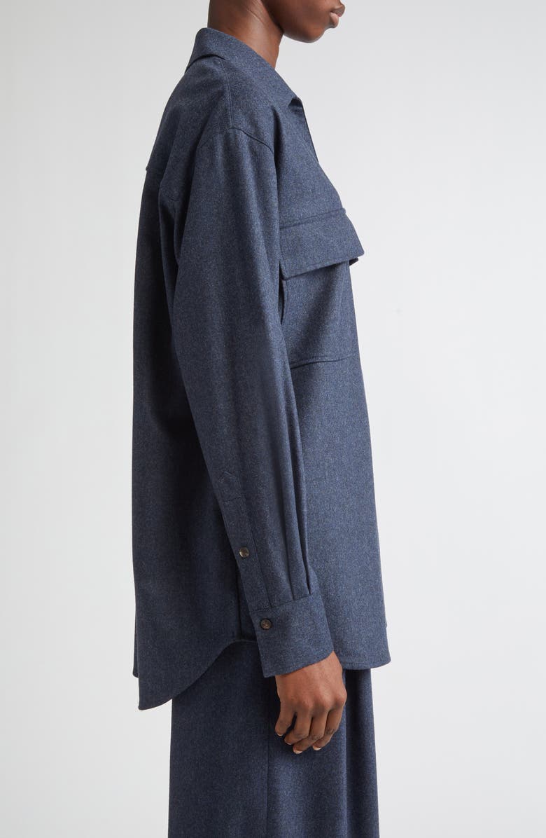 Lafayette 148 New York Patch Pocket Popover Shirt, Alternate, color, Admiral Blue Melange