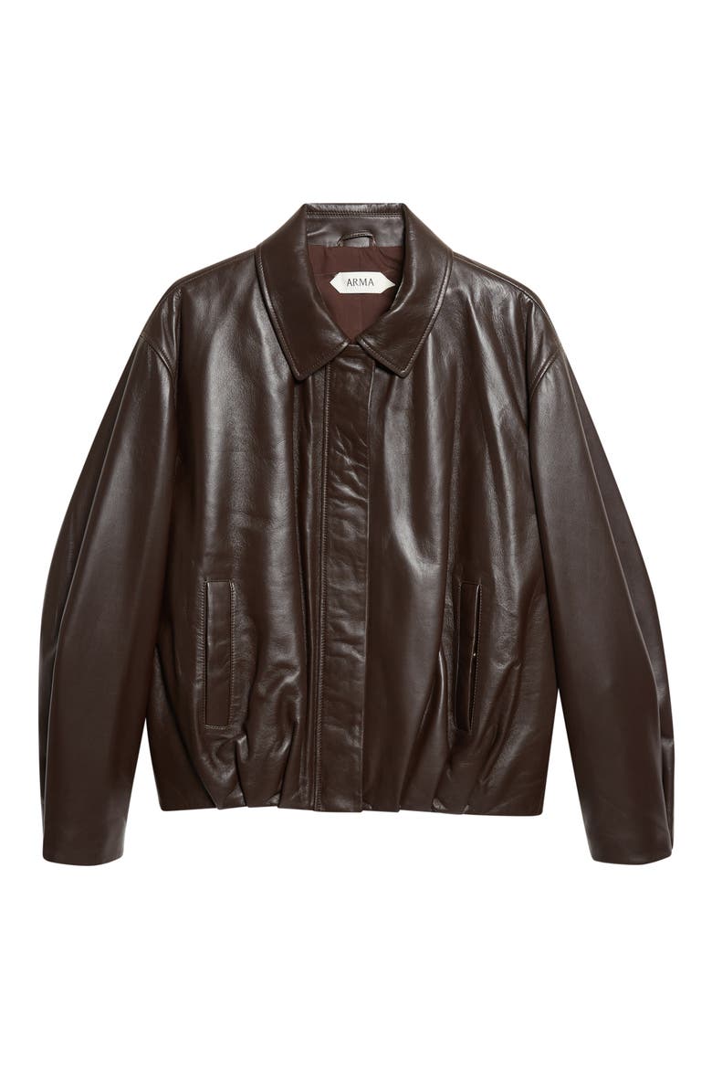 Melis Leather Bomber Jacket, Alternate, color, COFFEE BEAN