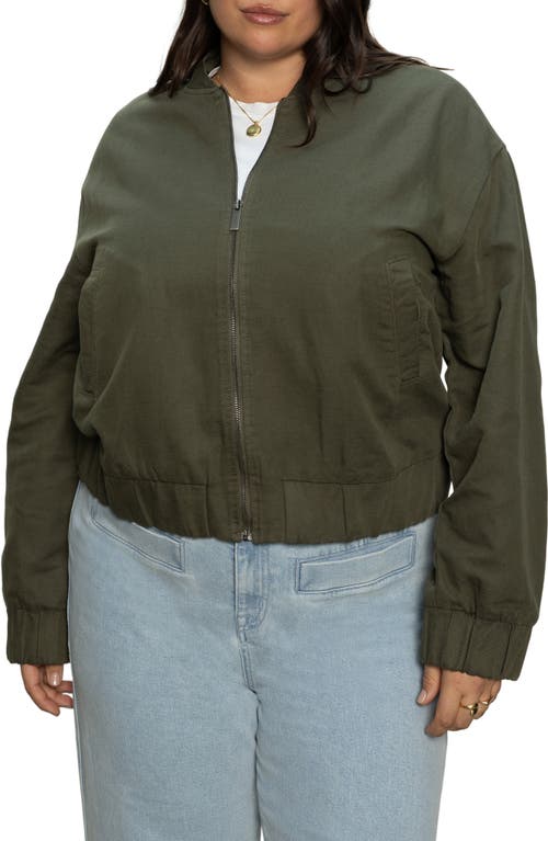 Sanctuary Linen Blend Bomber Jacket In Green