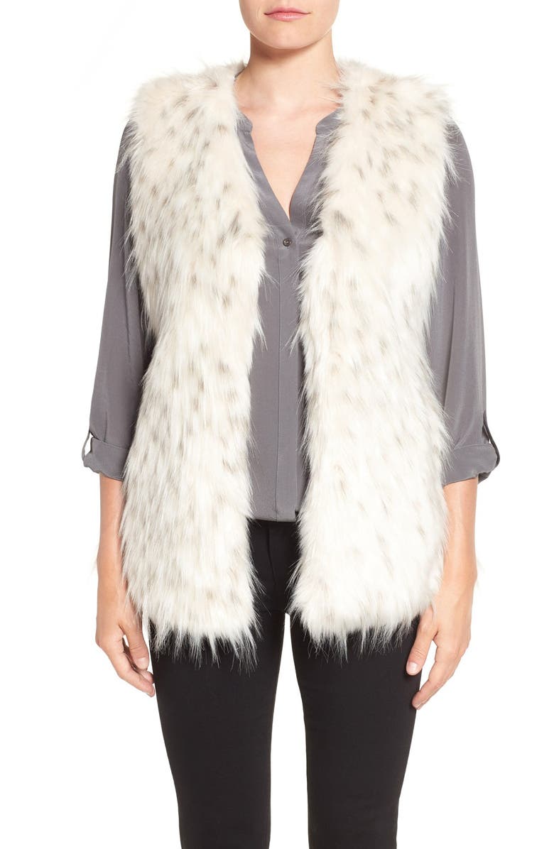 Via Spiga Collarless Faux Fur Vest, Main, color, 