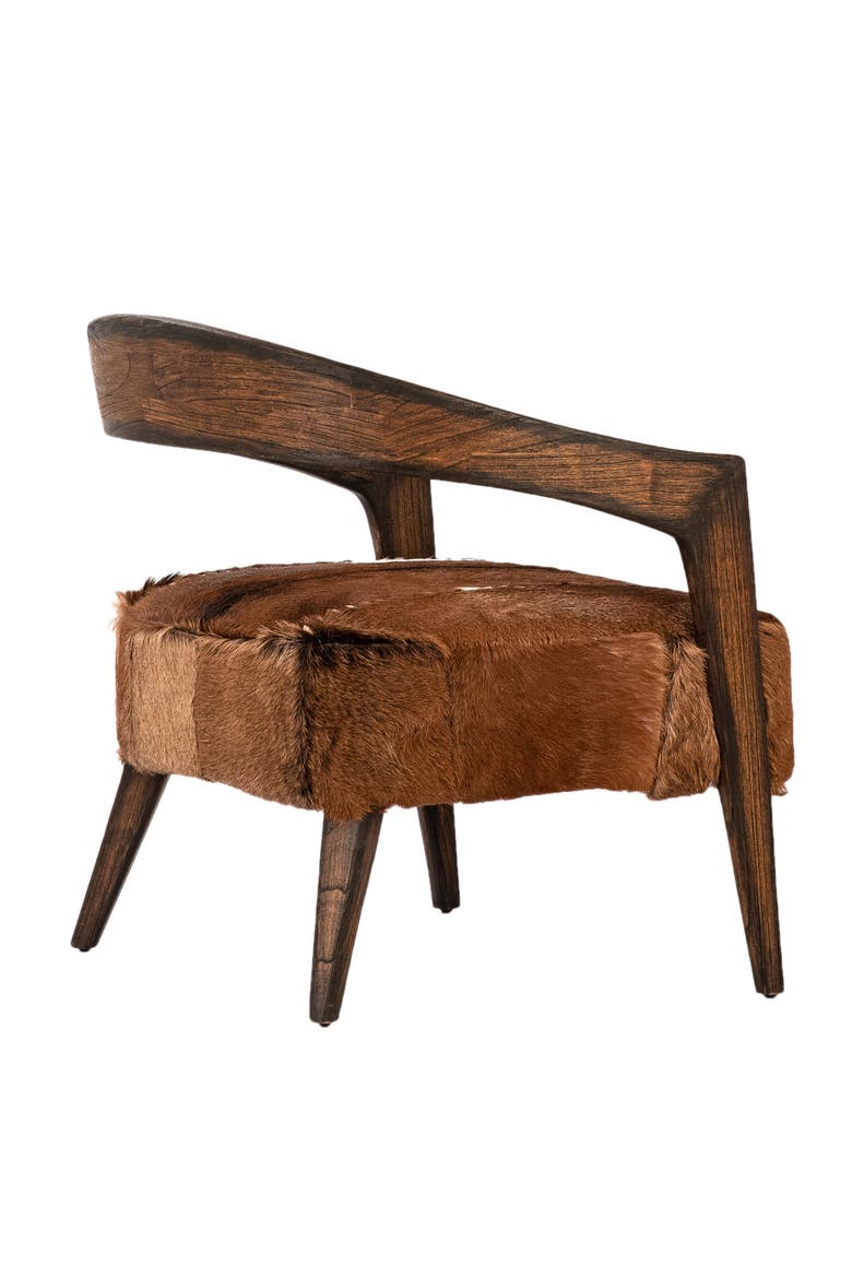 Tamsin Goat Hide & Mindi Wood Accent Chair, Alternate, color, Natural