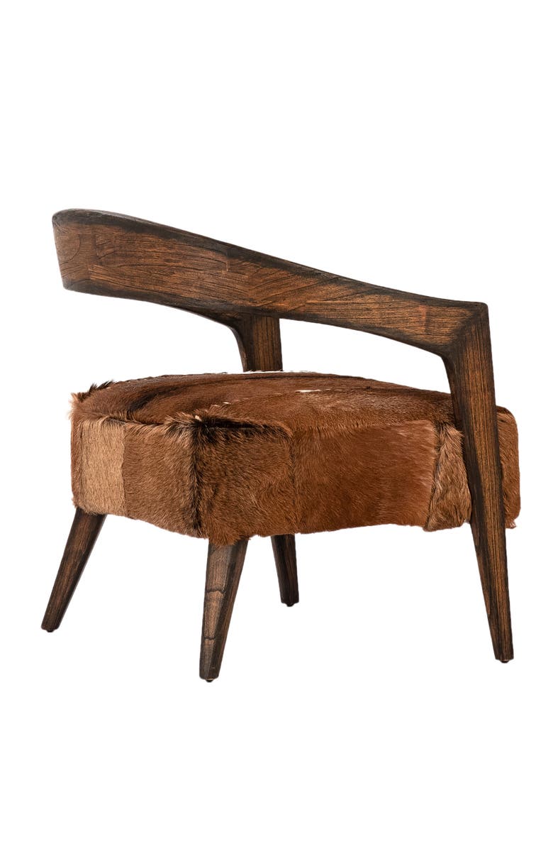 Dovetail Furniture Tamsin Goat Hide & Mindi Wood Accent Chair, Alternate, color, Natural