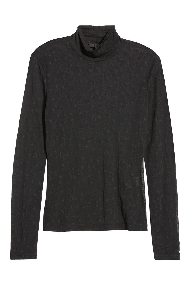 Valencia Floral Turtleneck Top, Alternate, color, BLACK