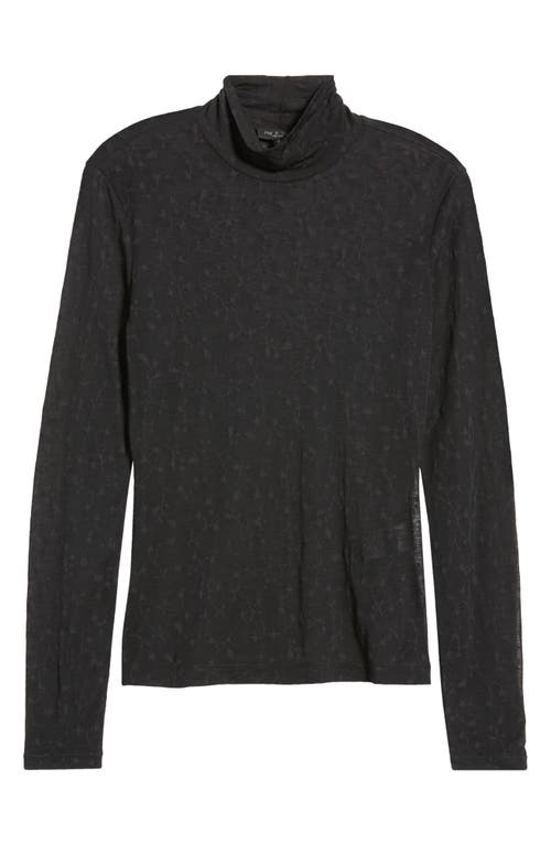 Rag & Bone Valencia Floral Turtleneck Top In Black