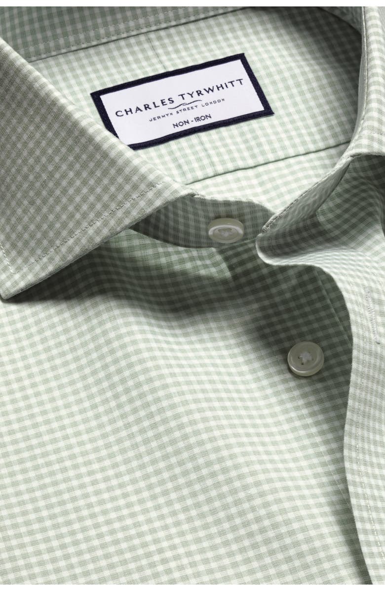 Charles Tyrwhitt Non-Iron Poplin Gingham Shirt, Alternate, color, Green